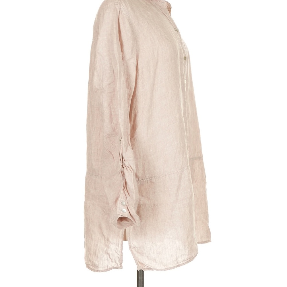 Tahari Beige Linen Tunic Long Sleeve Button-Up - Picture 7 of 8